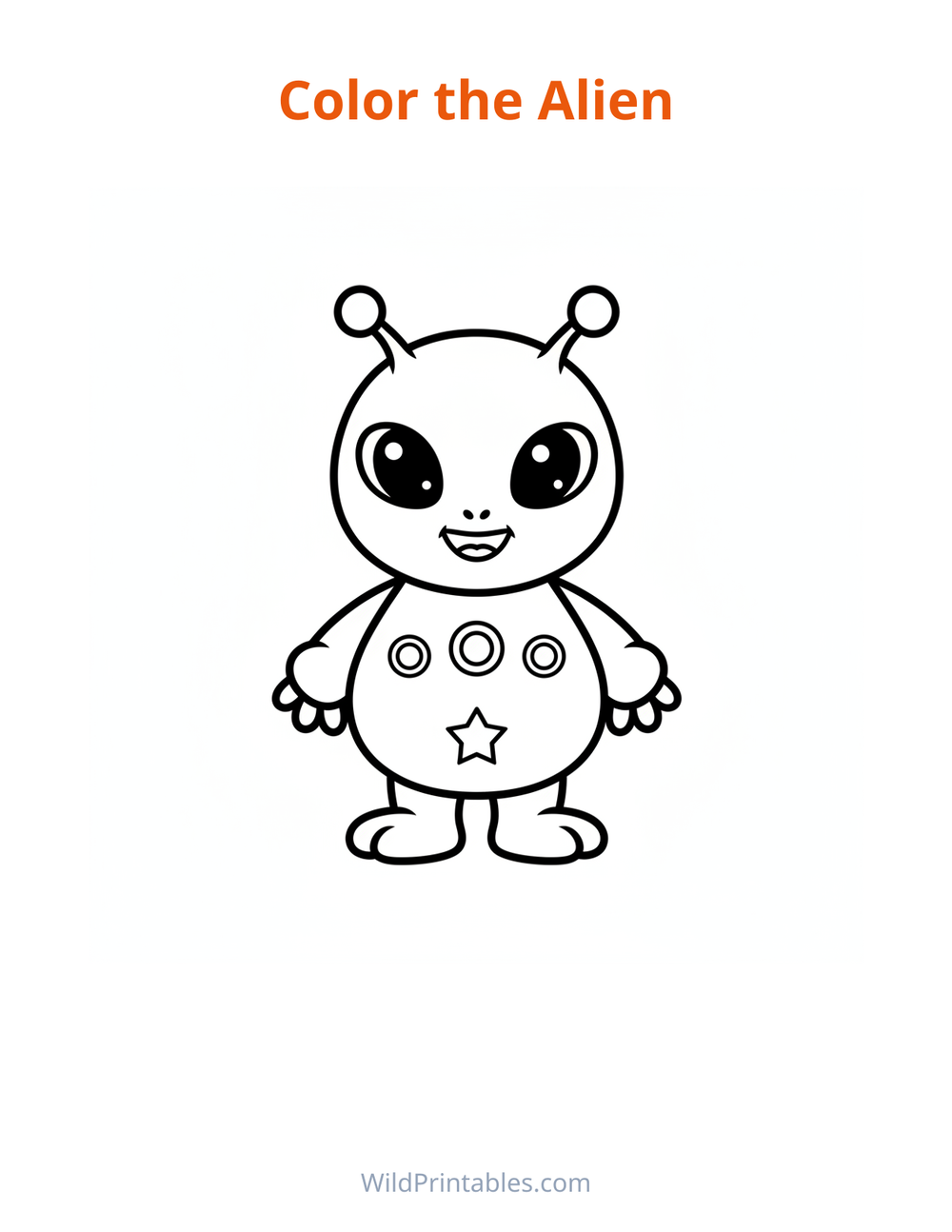 Alien Coloring Page — free printable coloring for kids to print and color at home