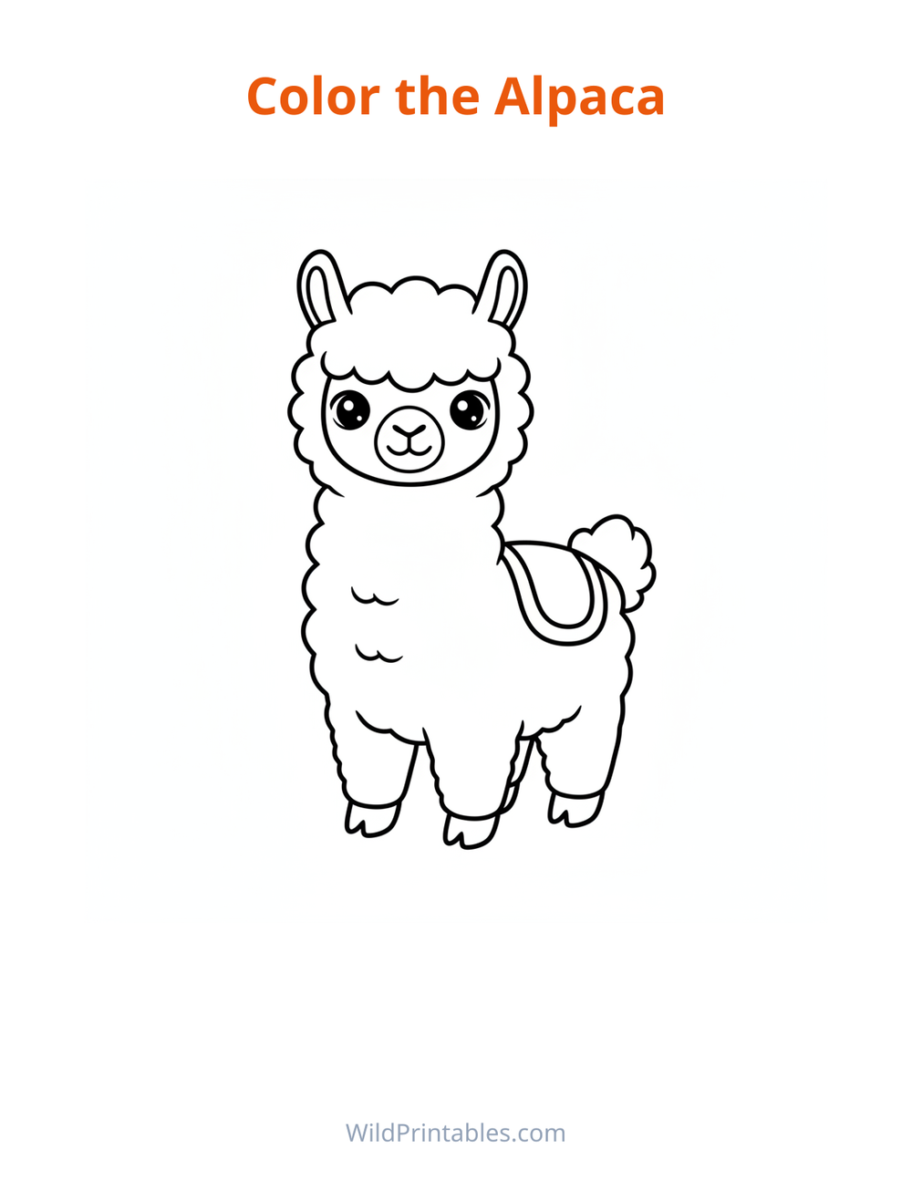 Alpaca Coloring Page — free printable coloring for kids