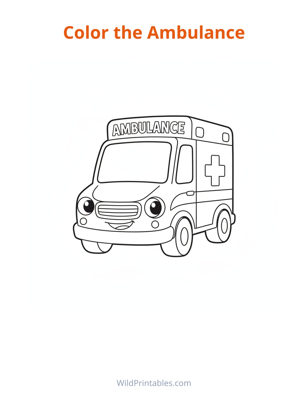 Ambulance Coloring Page — free printable coloring for kids