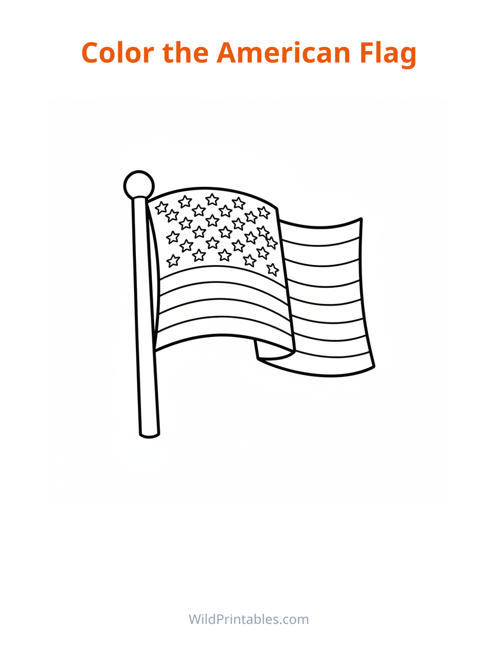 American Flag Coloring Page — free printable coloring for kids