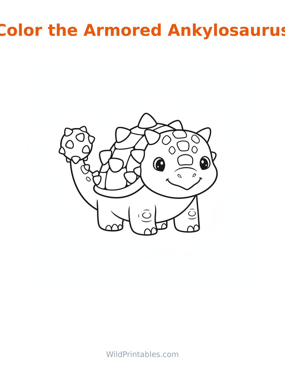 Armored Ankylosaurus Coloring Page — free printable coloring for kids to print and color at home