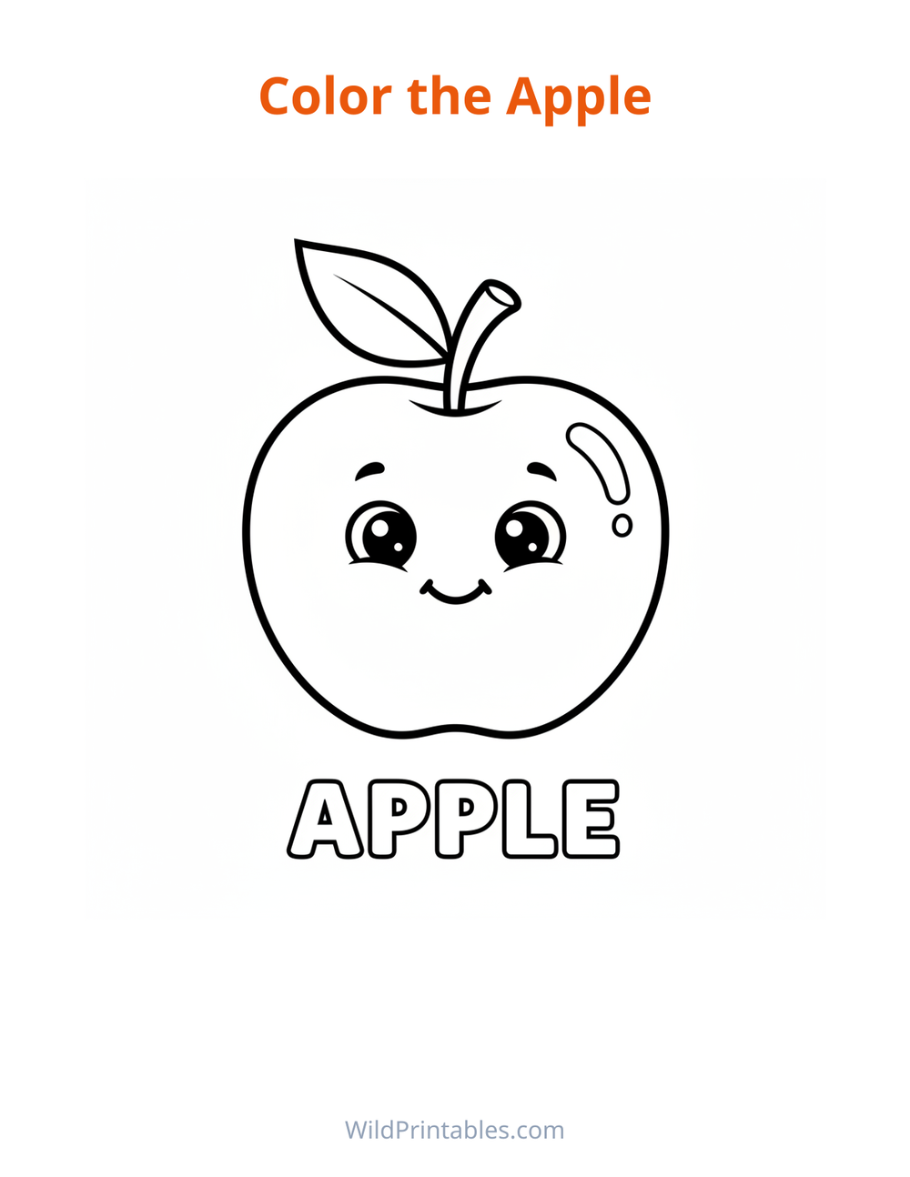 Apple Coloring Page — free printable coloring for kids