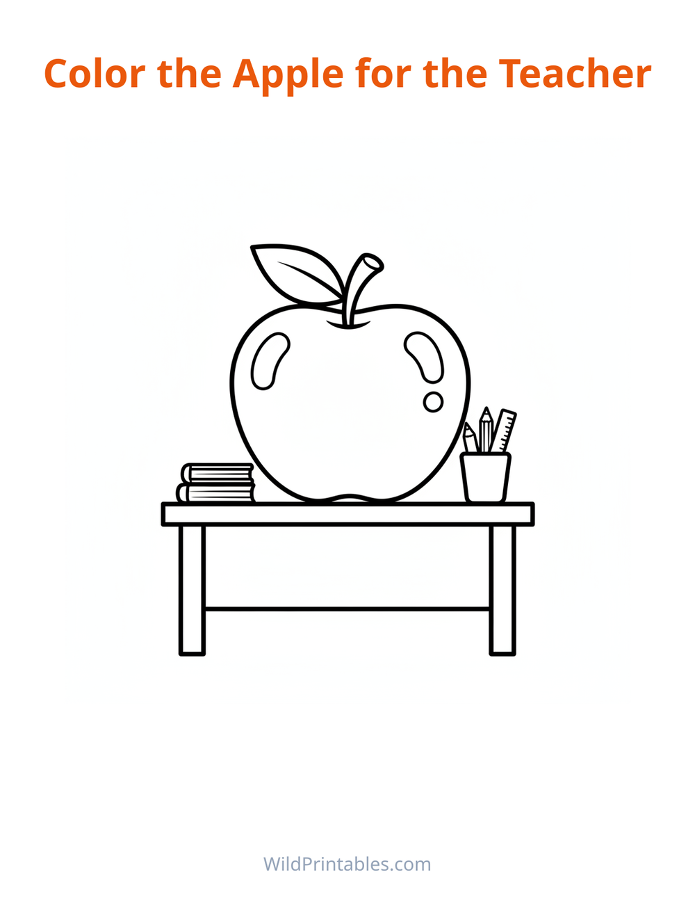 Apple for the Teacher Coloring Page — free printable coloring for kids