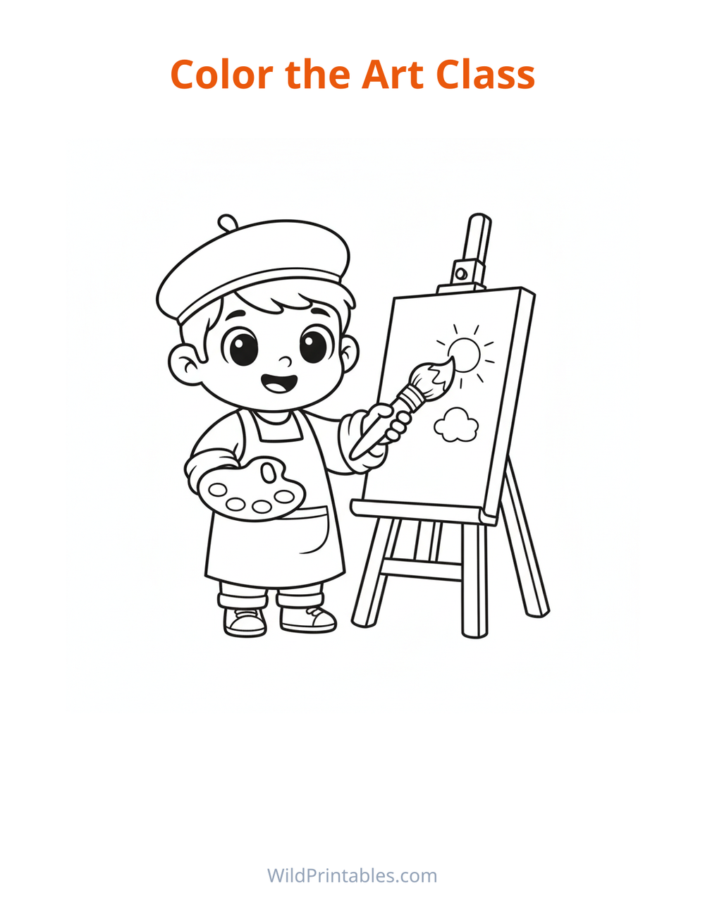 Art Class Coloring Page — free printable coloring for kids to print and color at home