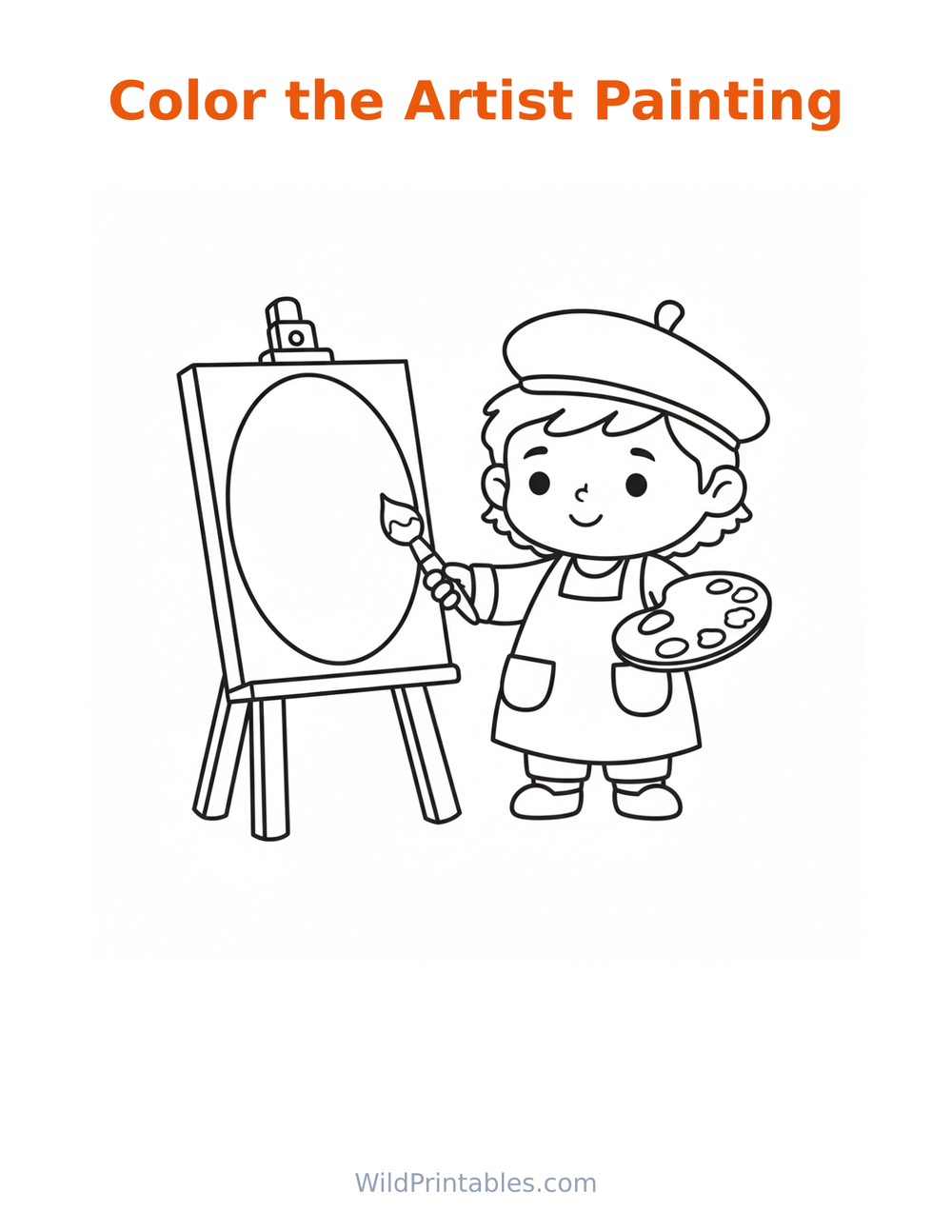 Artist Painting Coloring Page — free printable coloring for kids