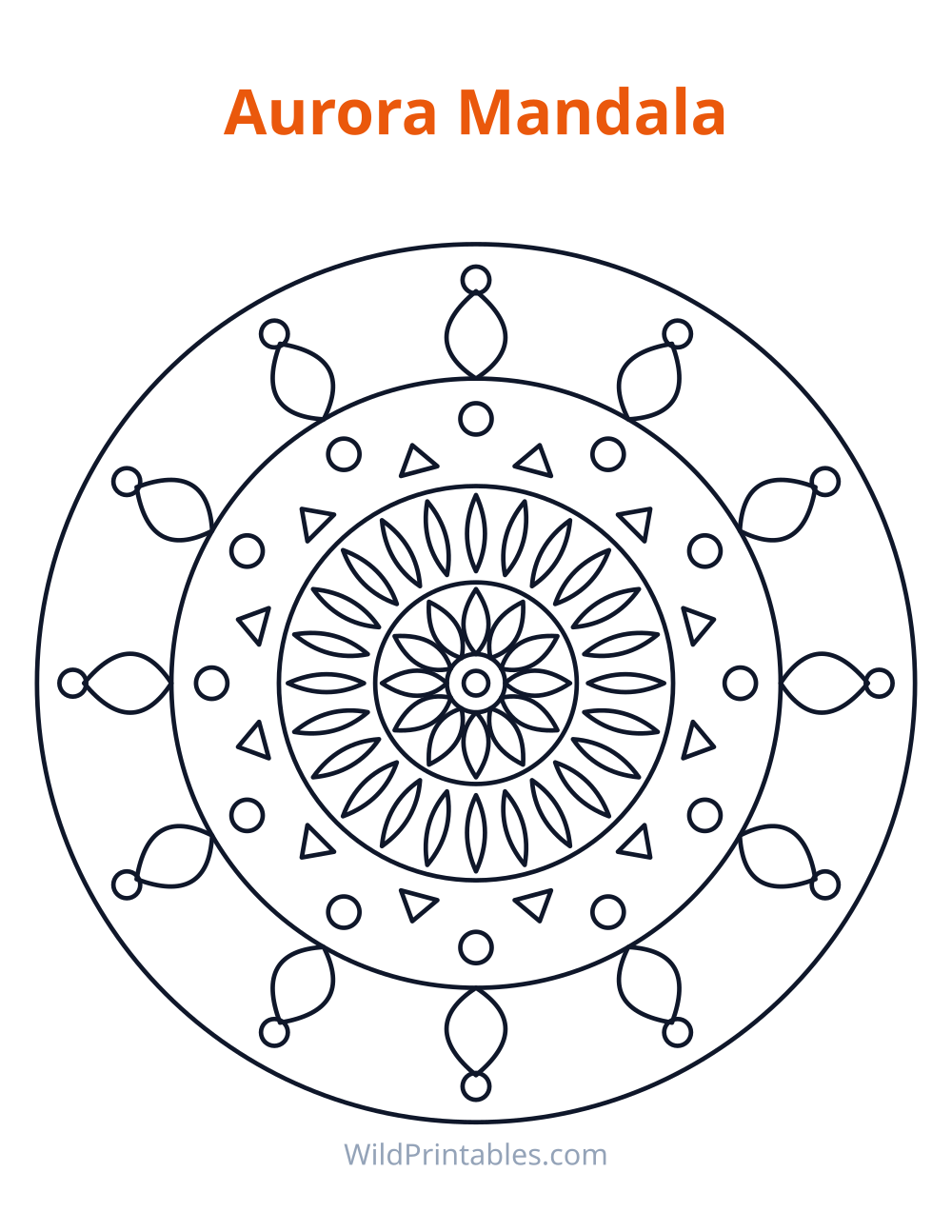 Aurora Mandala — free printable mandala for kids to print and color at home