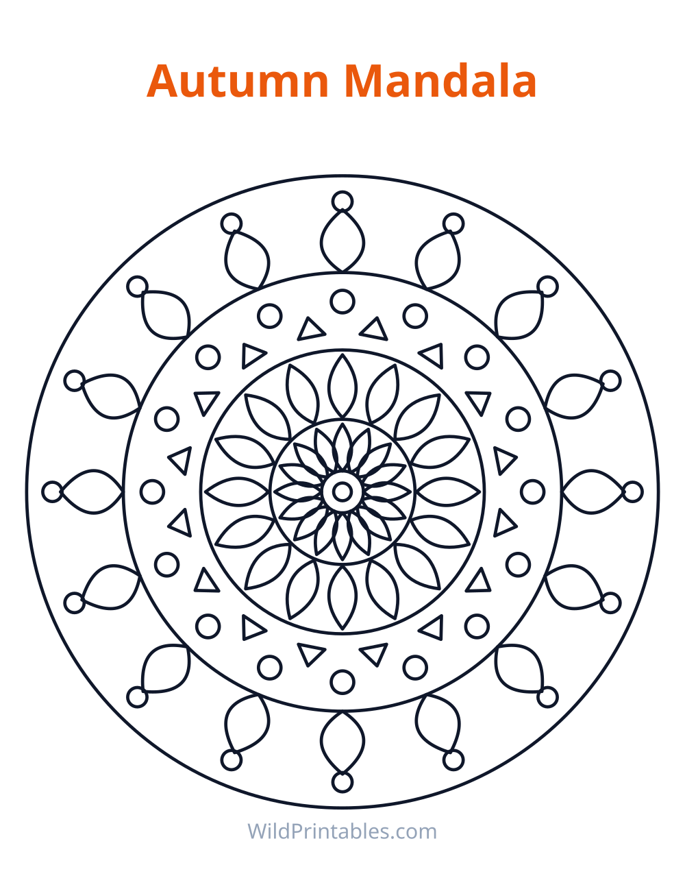 Autumn Mandala — free printable mandala for kids
