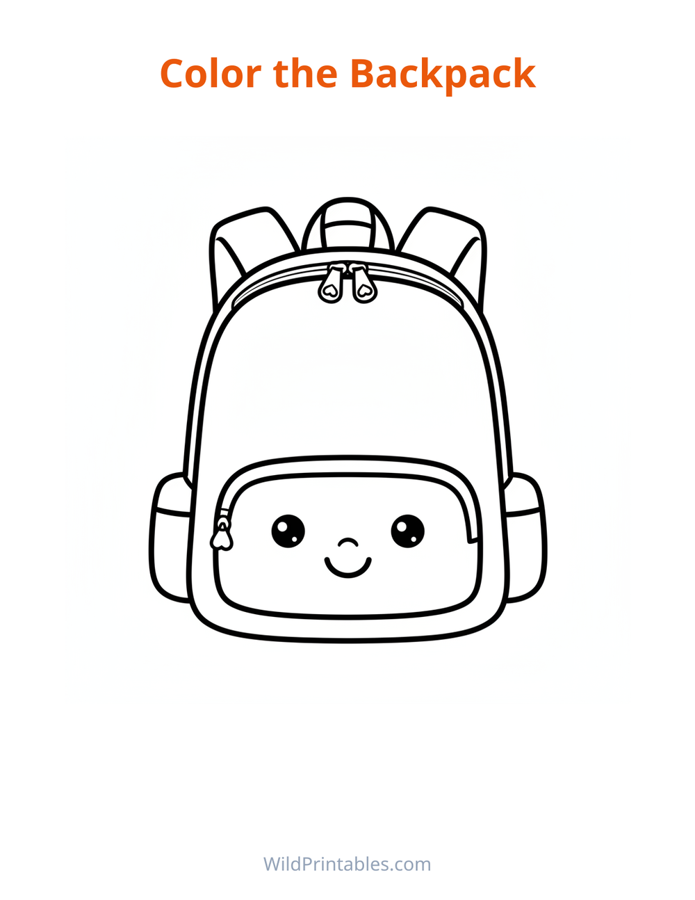 Backpack Coloring Page — free printable coloring for kids to print and color at home