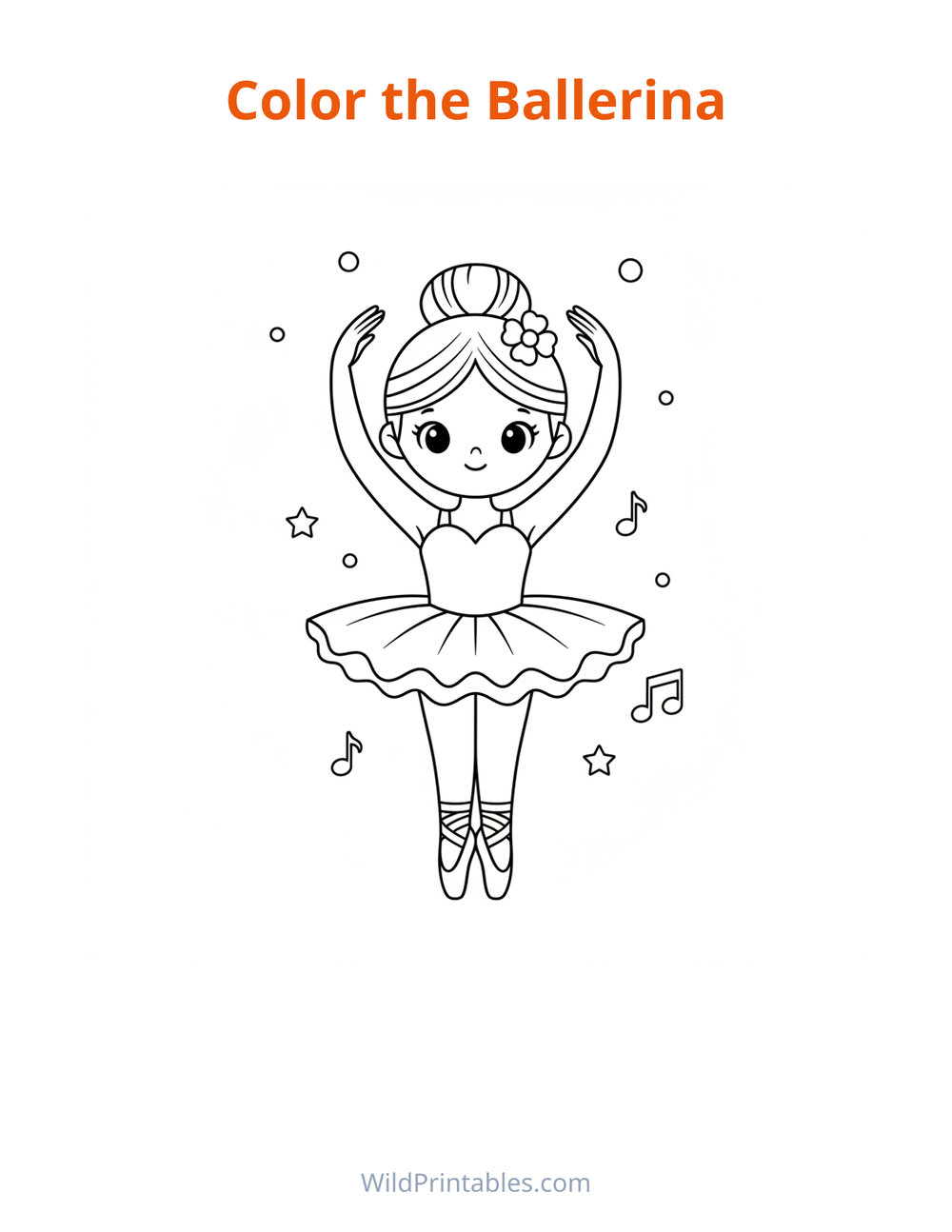 Ballerina Coloring Page — free printable coloring for kids