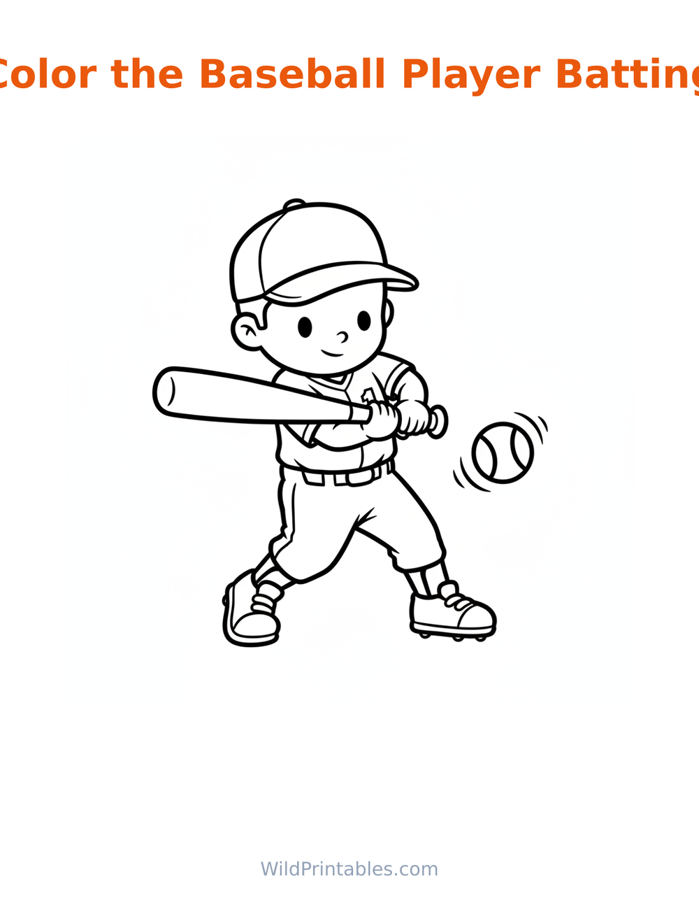 Baseball Player Batting Coloring Page — free printable coloring for kids