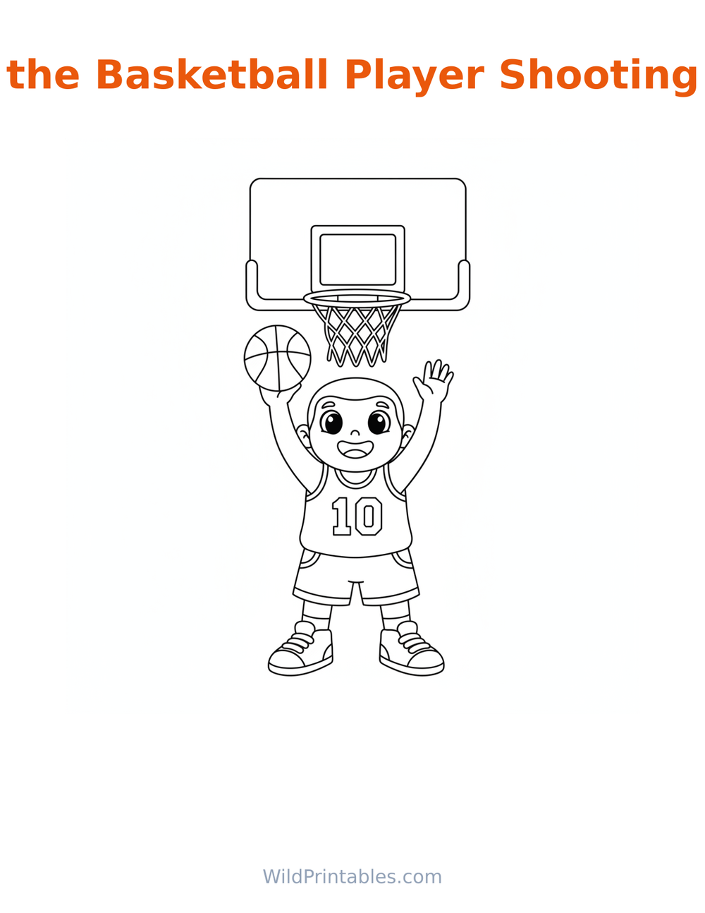 Basketball Player Shooting Hoop Coloring Page — free printable coloring for kids