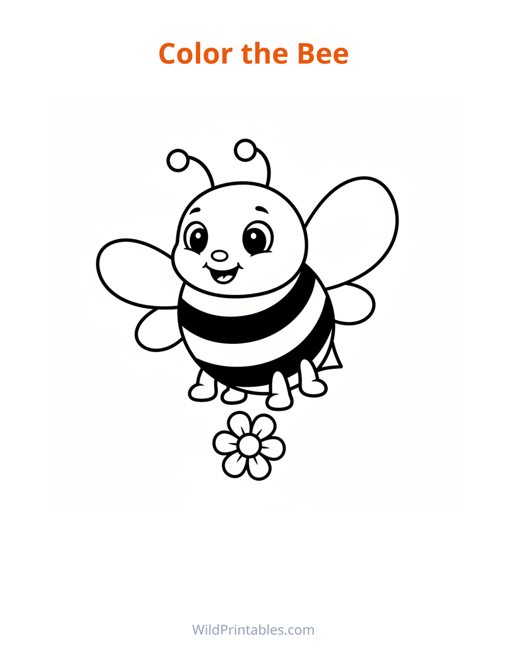 Bee Coloring Page — free printable coloring for kids