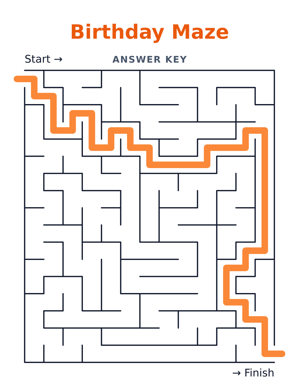 Birthday Maze — answer key
