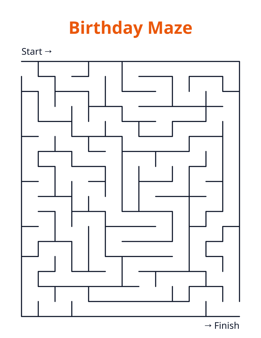 Birthday Maze — free printable maze for kids