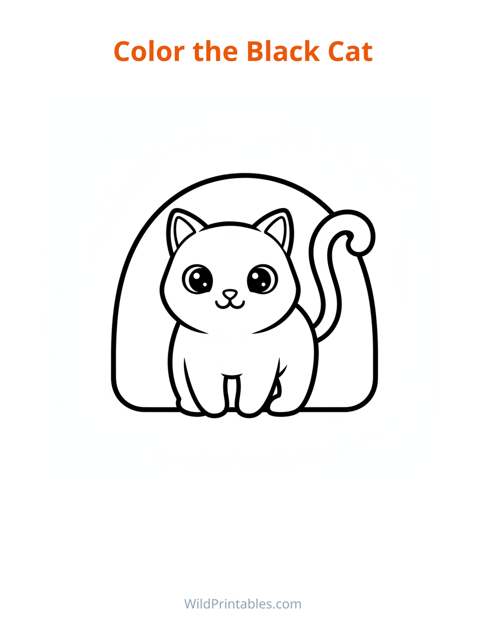 Black Cat Coloring Page — free printable coloring for kids