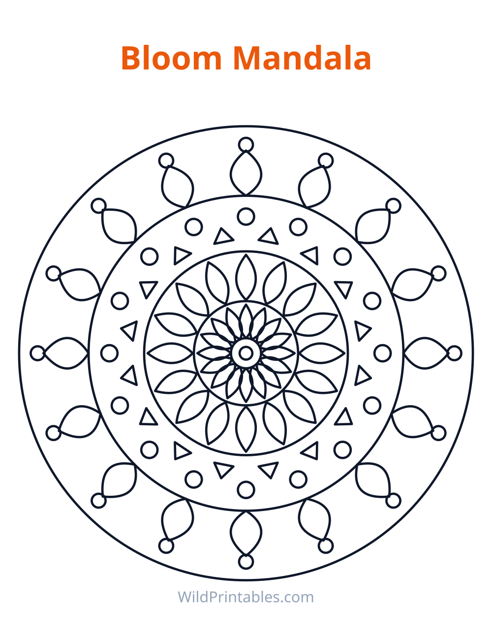 Bloom Mandala — free printable mandala for kids