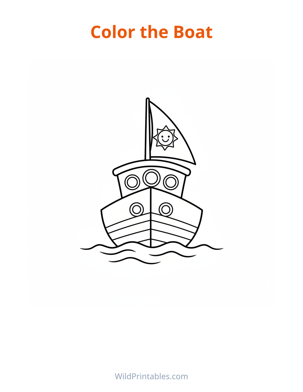 Boat Coloring Page — free printable coloring for kids