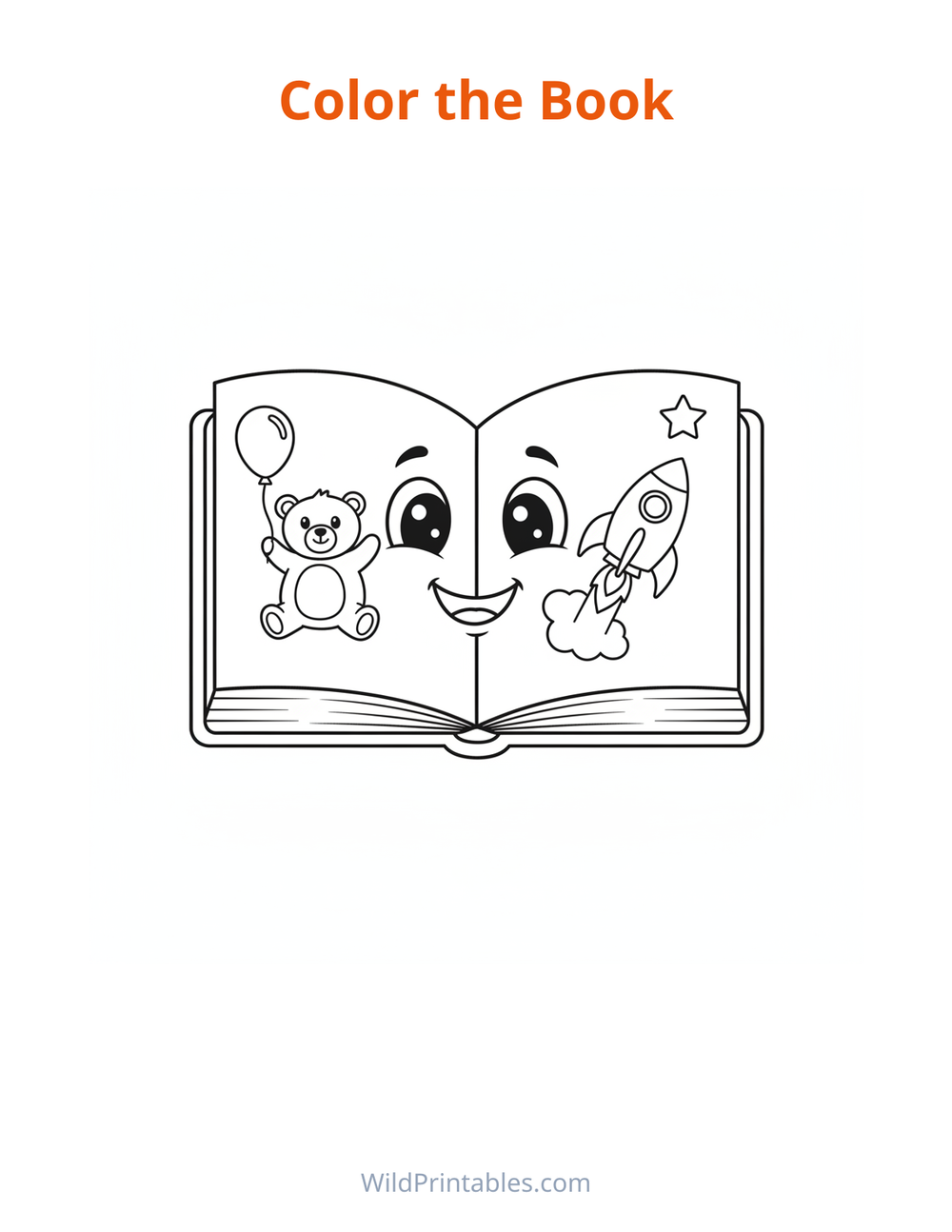 Book Coloring Page — free printable coloring for kids