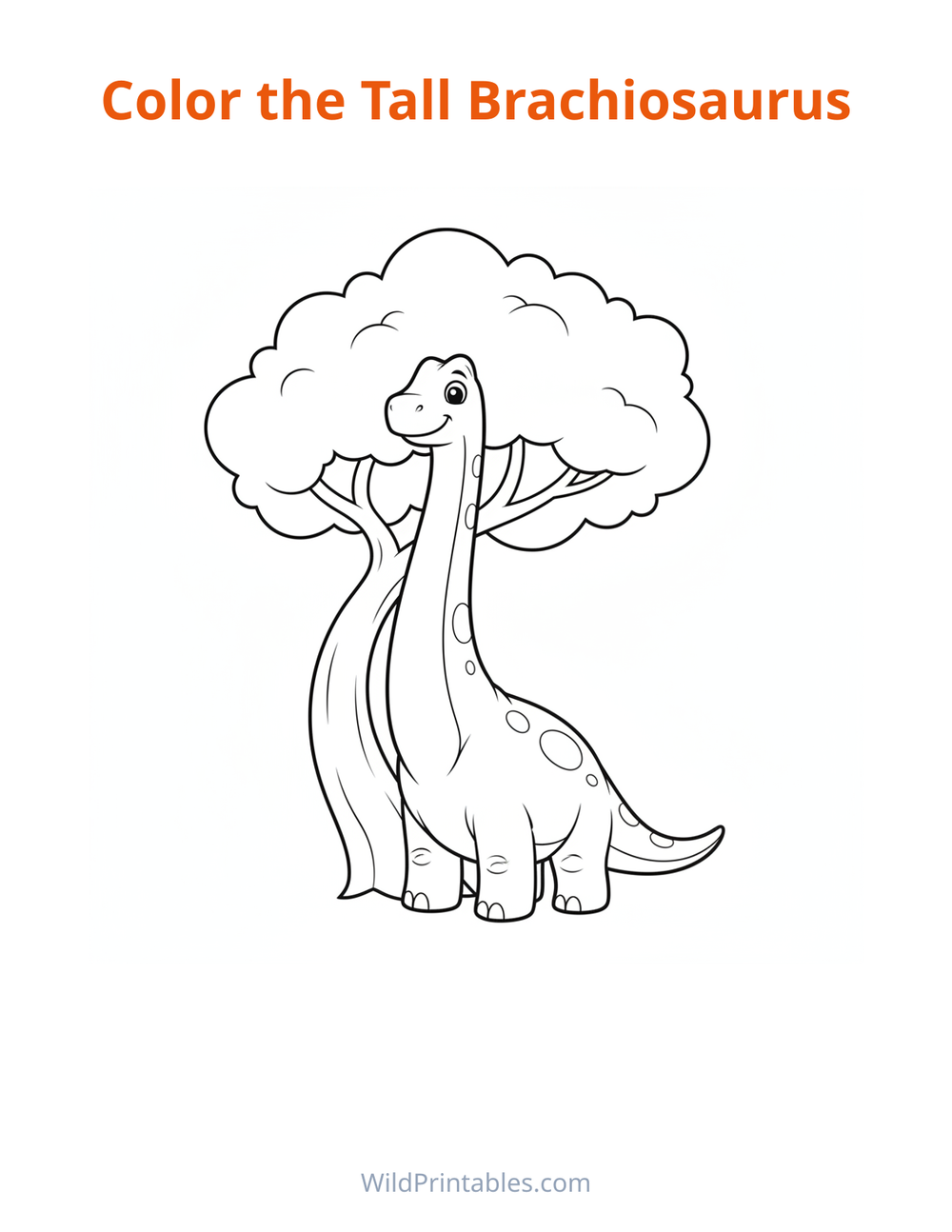 Tall Brachiosaurus Coloring Page — free printable coloring for kids to print and color at home