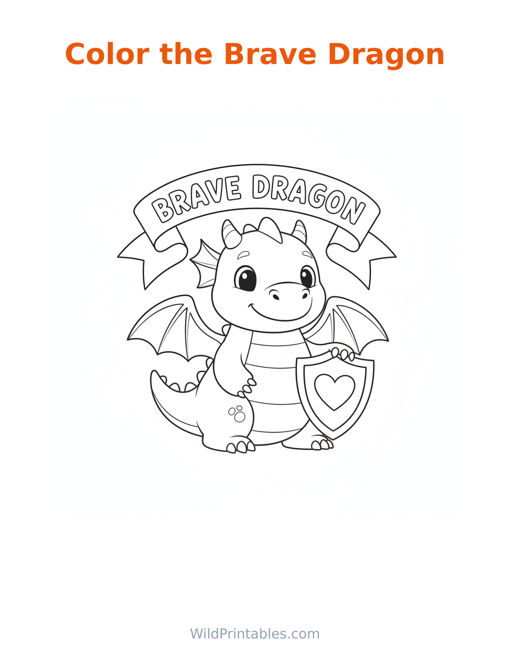 Brave Dragon Coloring Page — free printable coloring for kids