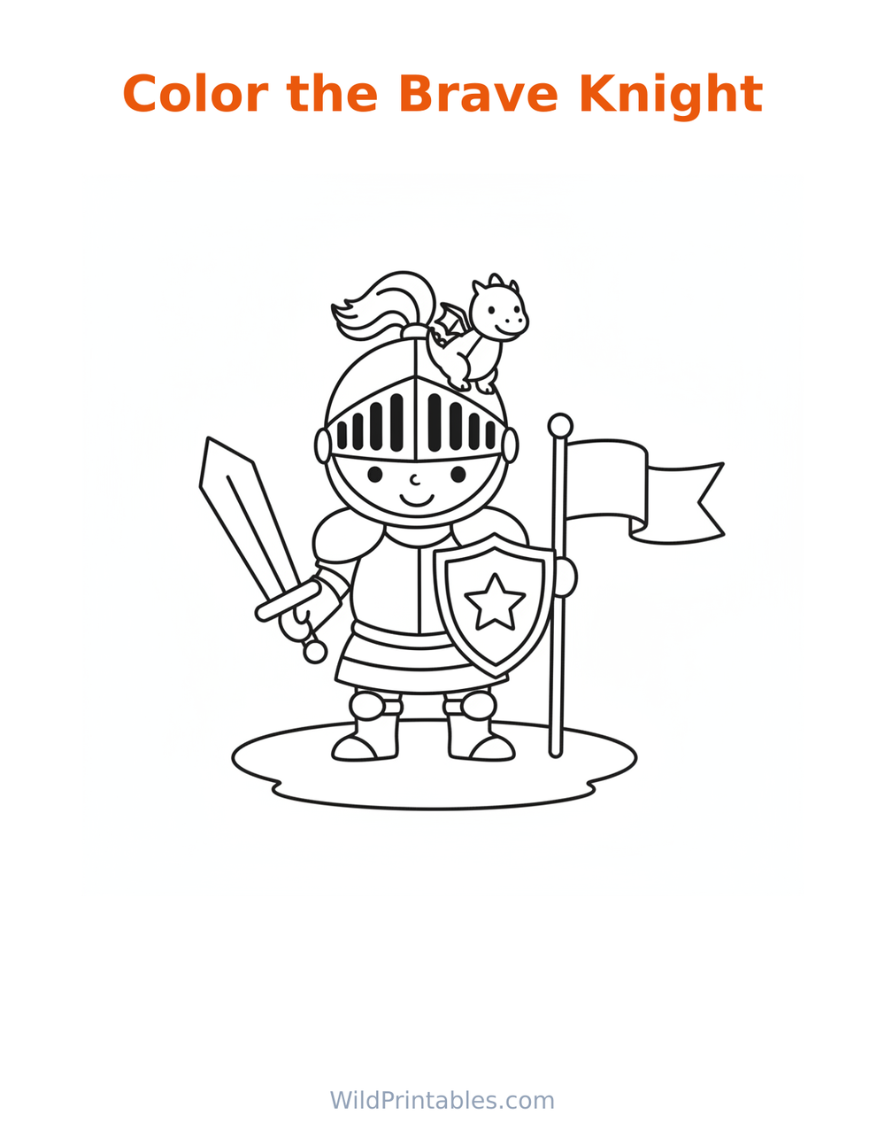Brave Knight Coloring Page — free printable coloring for kids