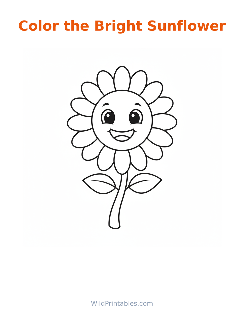 Bright Sunflower Coloring Page — free printable coloring for kids