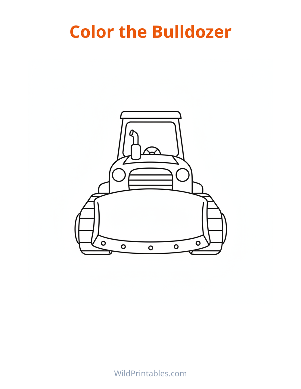 Bulldozer Coloring Page — free printable coloring for kids