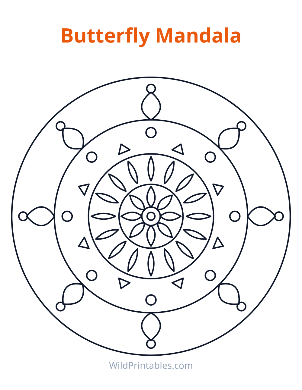 Butterfly Mandala — free printable mandala for kids