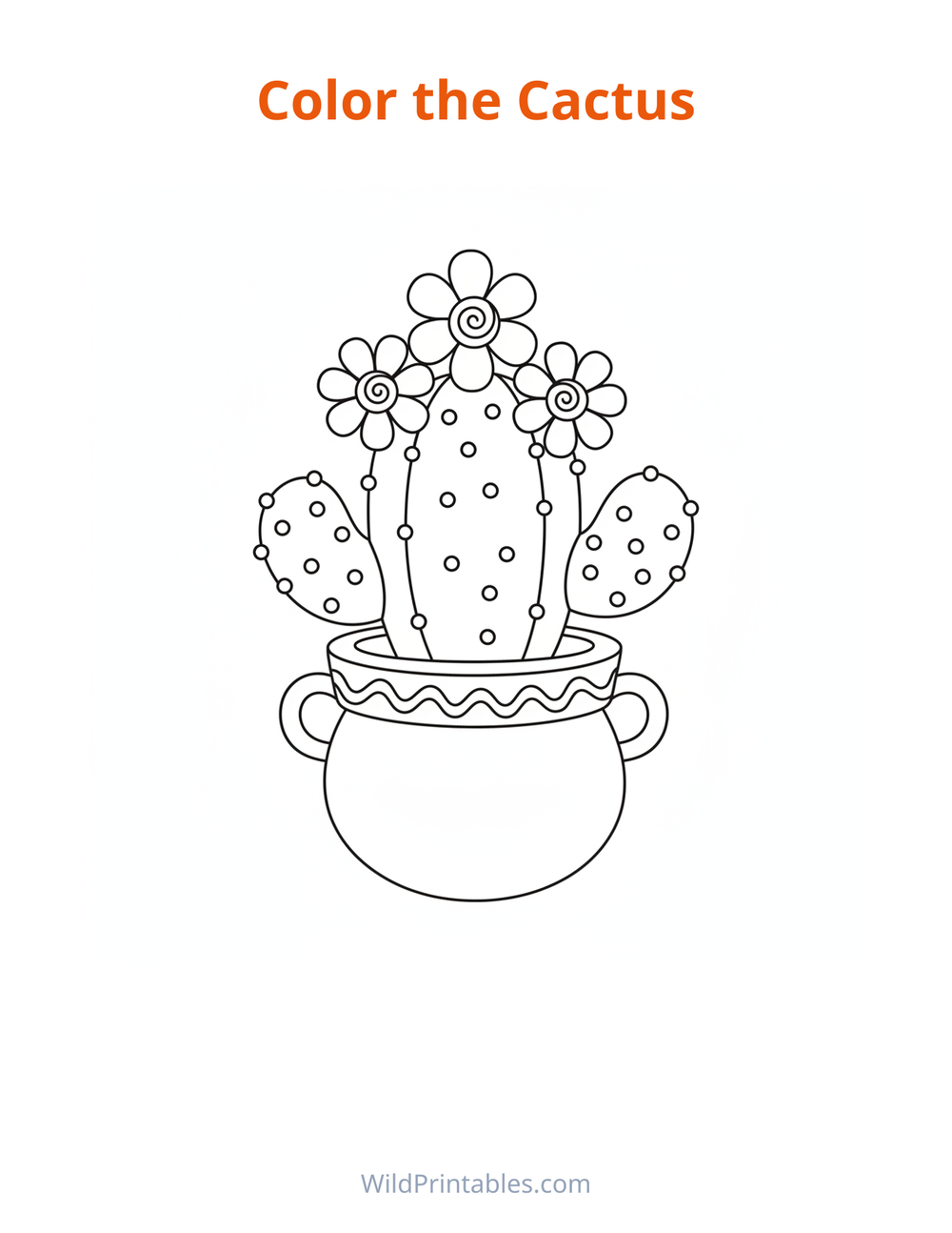 Cactus Coloring Page — free printable coloring for kids to print and color at home
