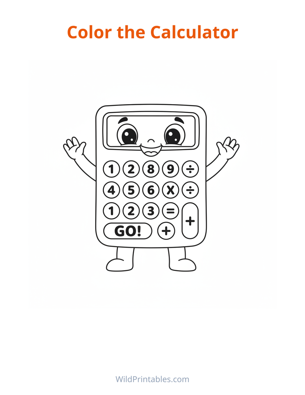 Calculator Coloring Page — free printable coloring for kids