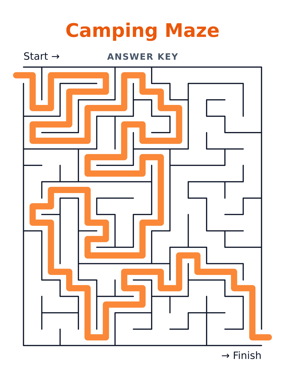 Camping Maze — answer key