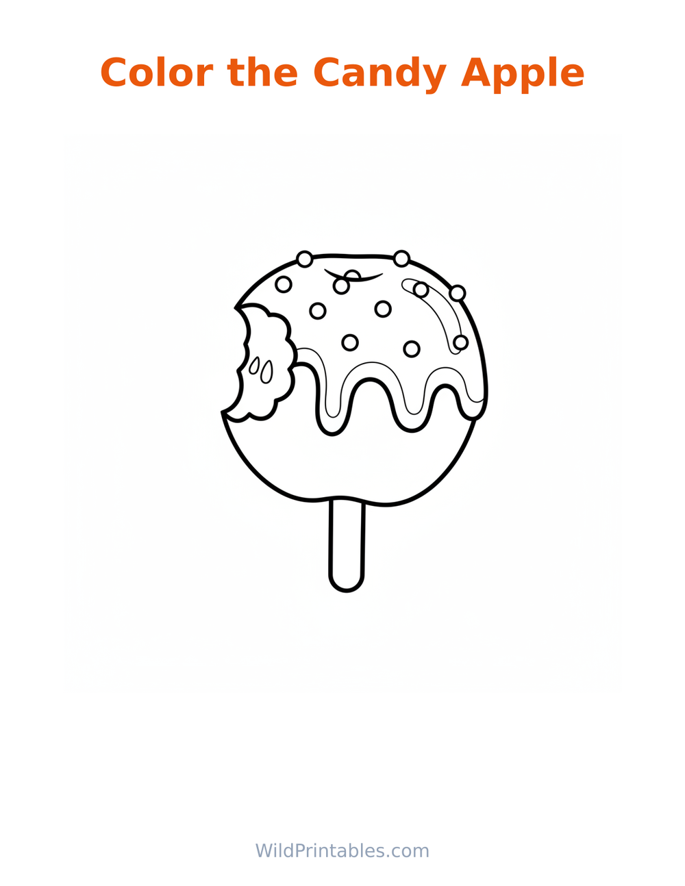 Candy Apple Coloring Page — free printable coloring for kids to print and color at home