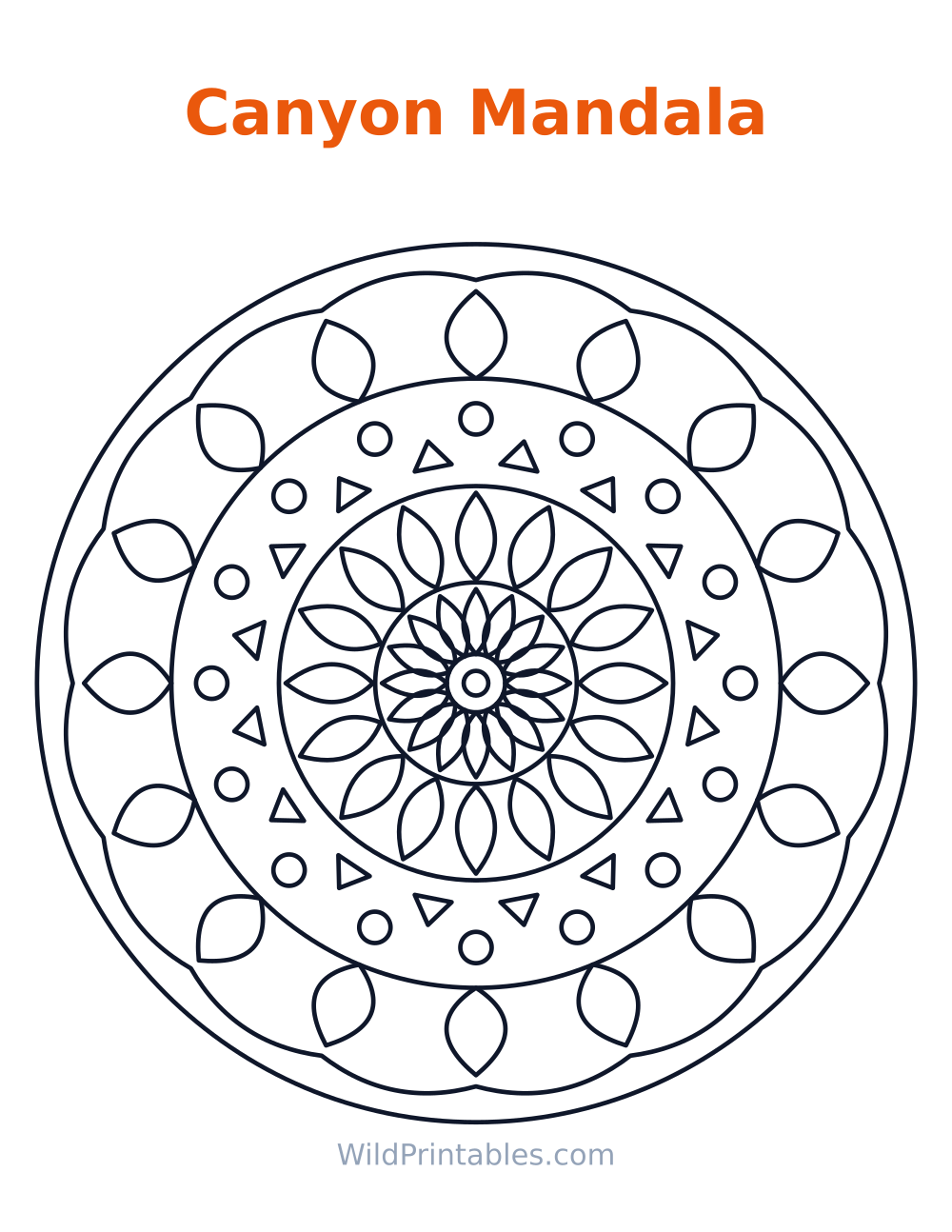 Canyon Mandala — free printable mandala for kids