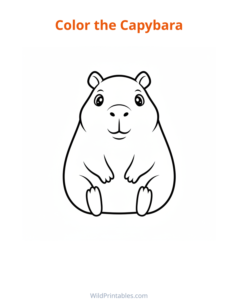 Capybara Coloring Page — free printable coloring for kids