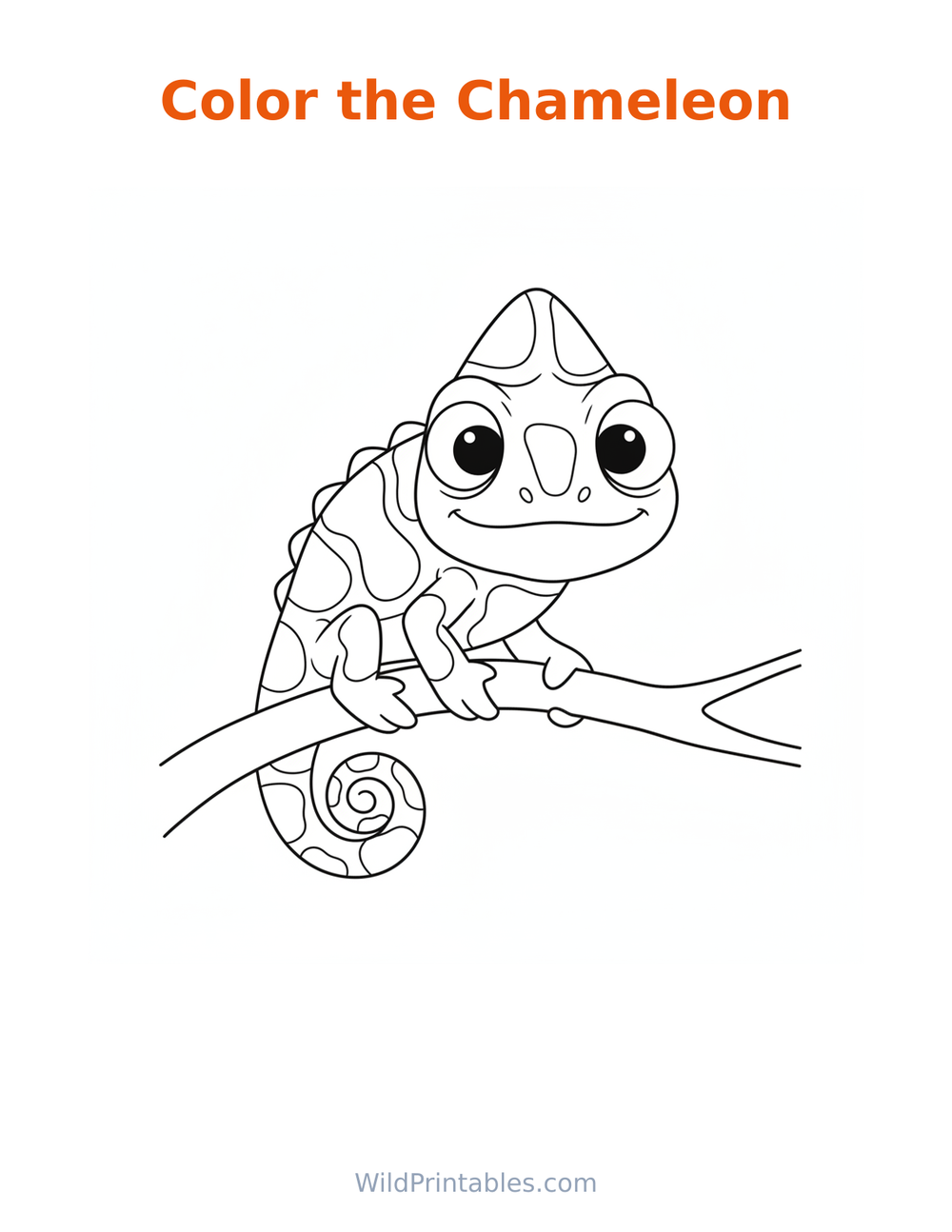 Chameleon Coloring Page — free printable coloring for kids