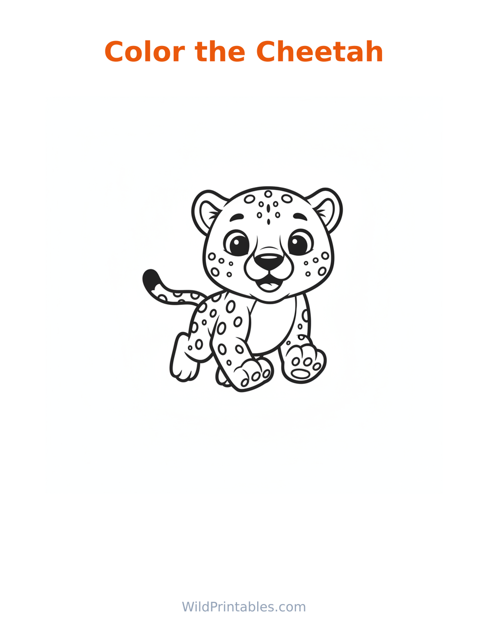 Cheetah Coloring Page — free printable coloring for kids