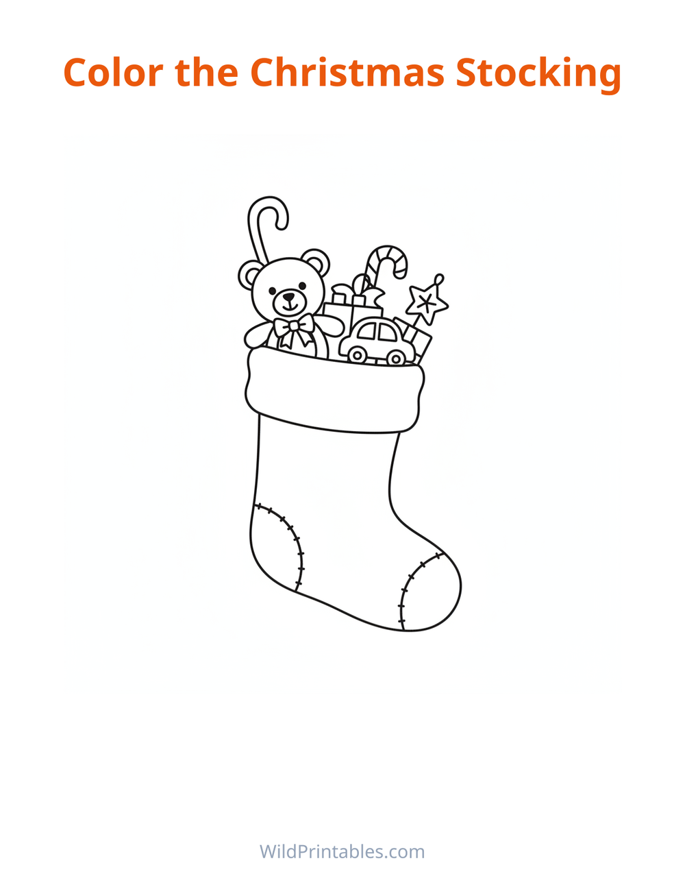 Christmas Stocking Coloring Page — free printable coloring for kids