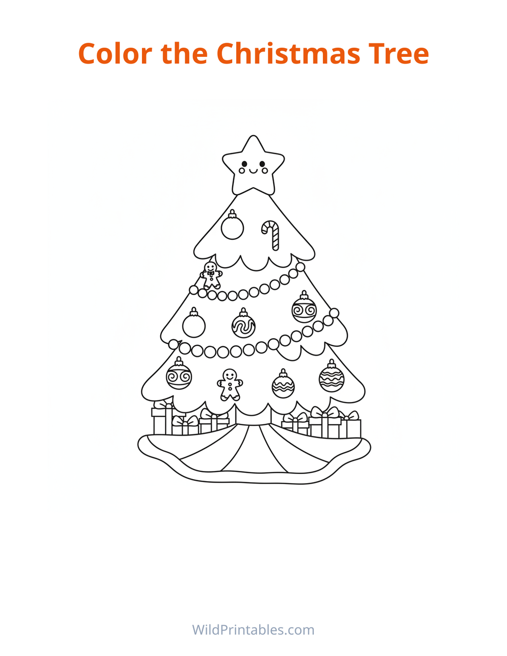 Christmas Tree Coloring Page — free printable coloring for kids to print and color at home