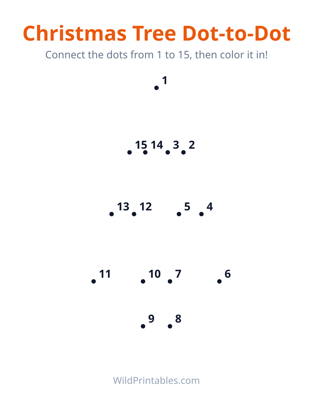 Christmas Tree Connect the Dots — free printable connect dots for kids