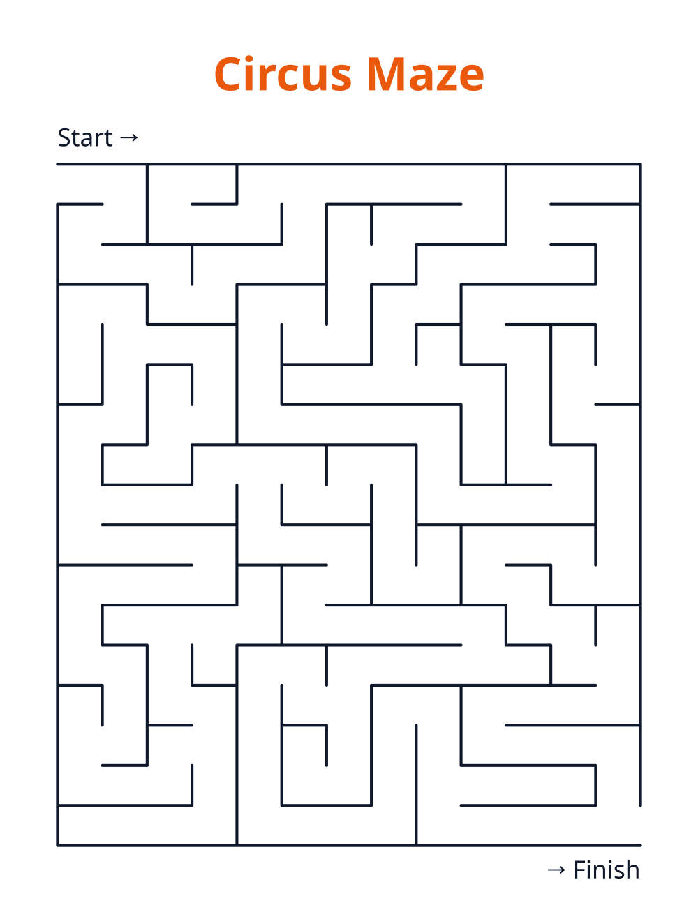 Circus Maze — free printable maze for kids to print and color at home