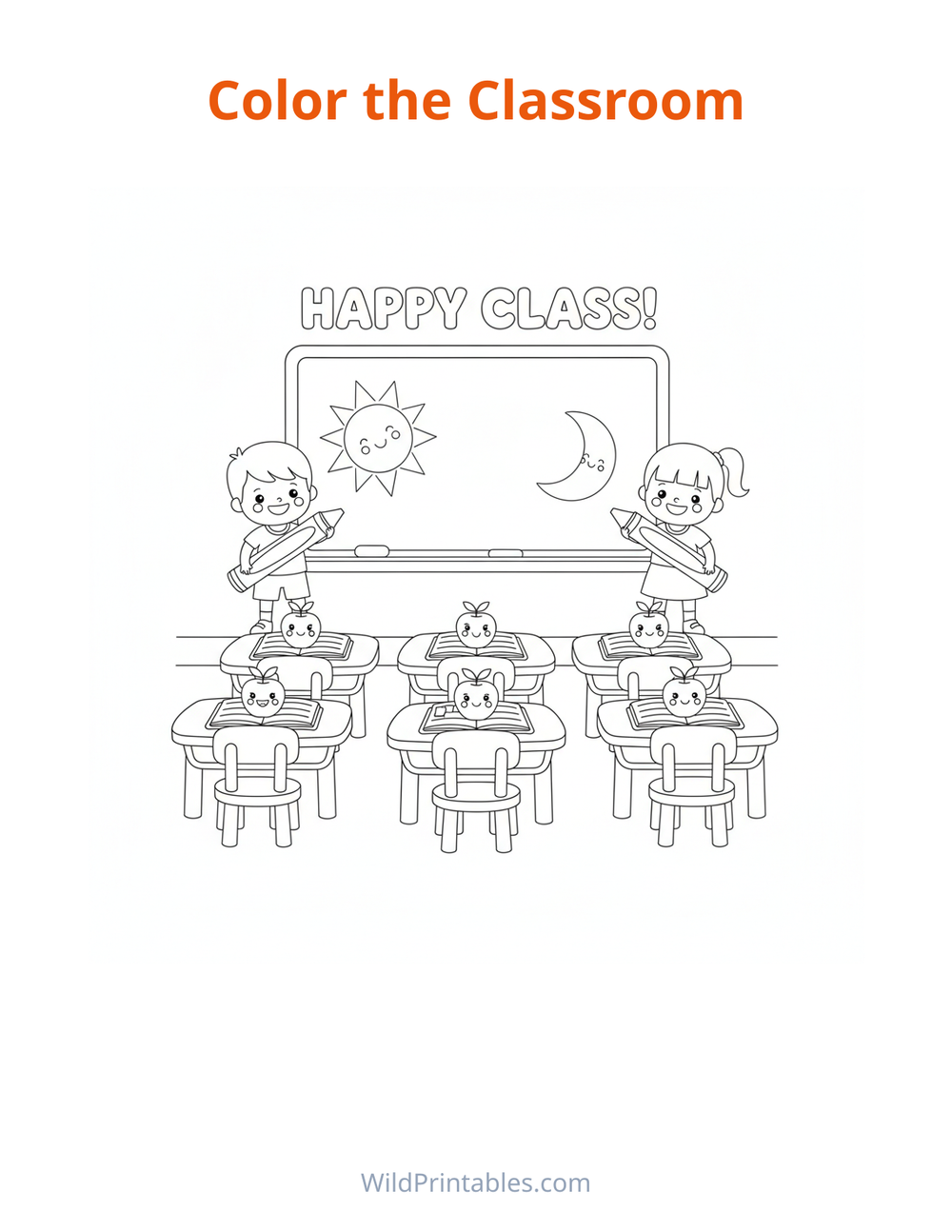 Classroom Coloring Page — free printable coloring for kids