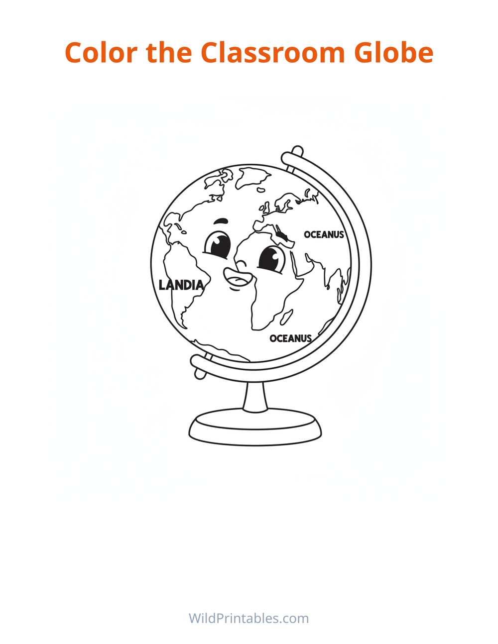 Classroom Globe Coloring Page — free printable coloring for kids