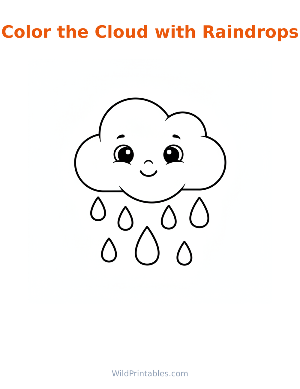 Cloud with Raindrops Coloring Page — free printable coloring for kids