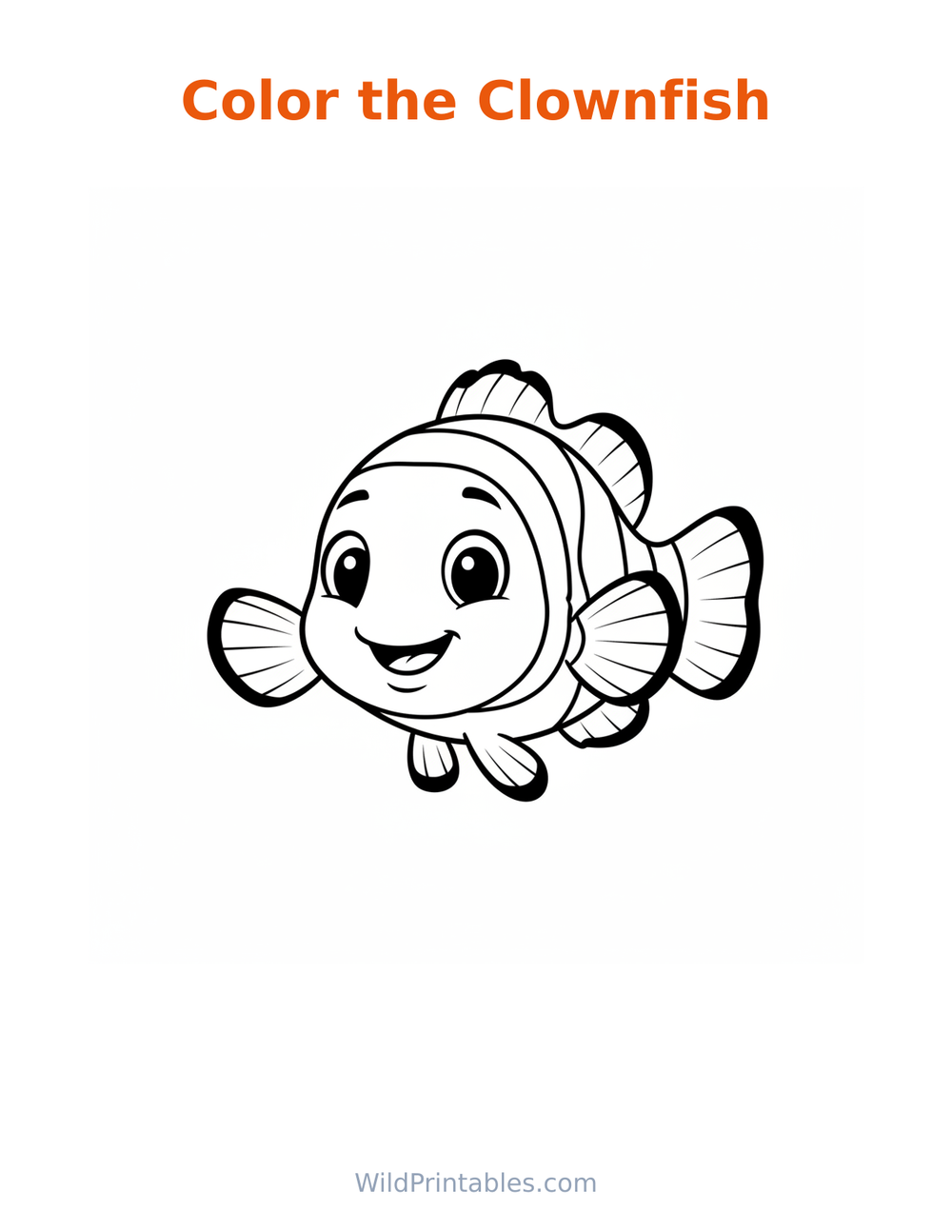 Clownfish Coloring Page — free printable coloring for kids