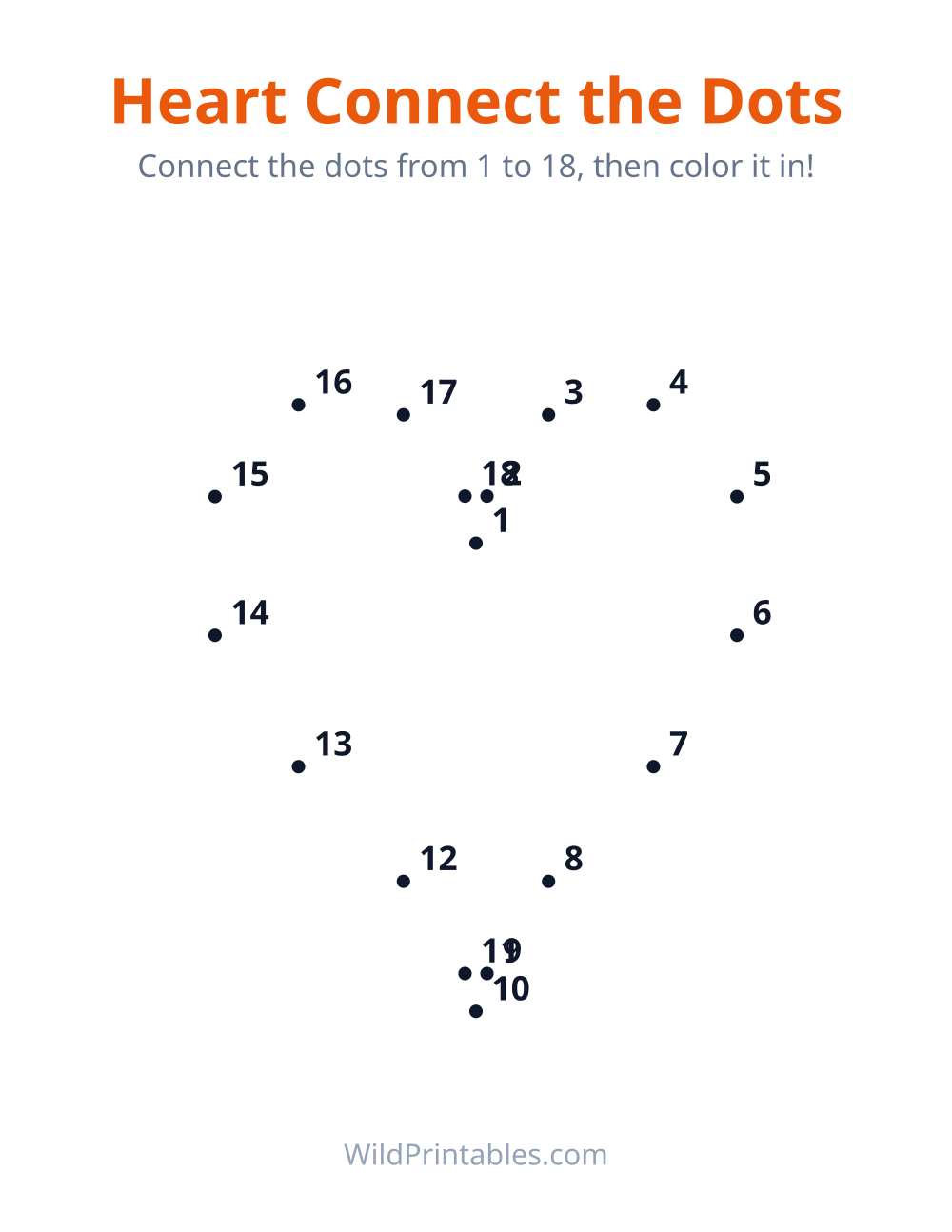 Heart Connect the Dots — free printable connect dots for kids