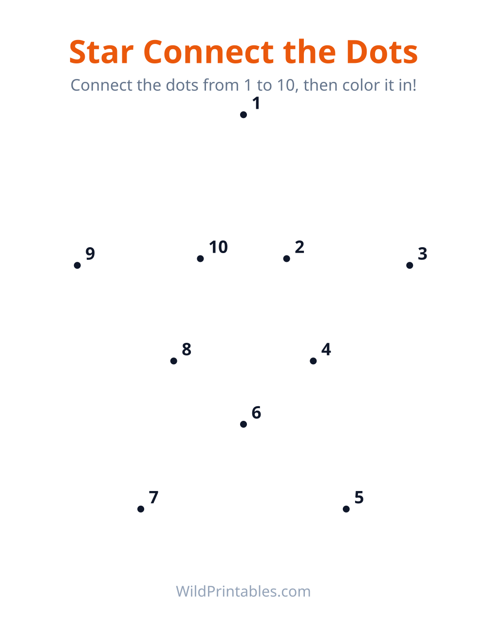 Star Connect the Dots — free printable connect dots for kids
