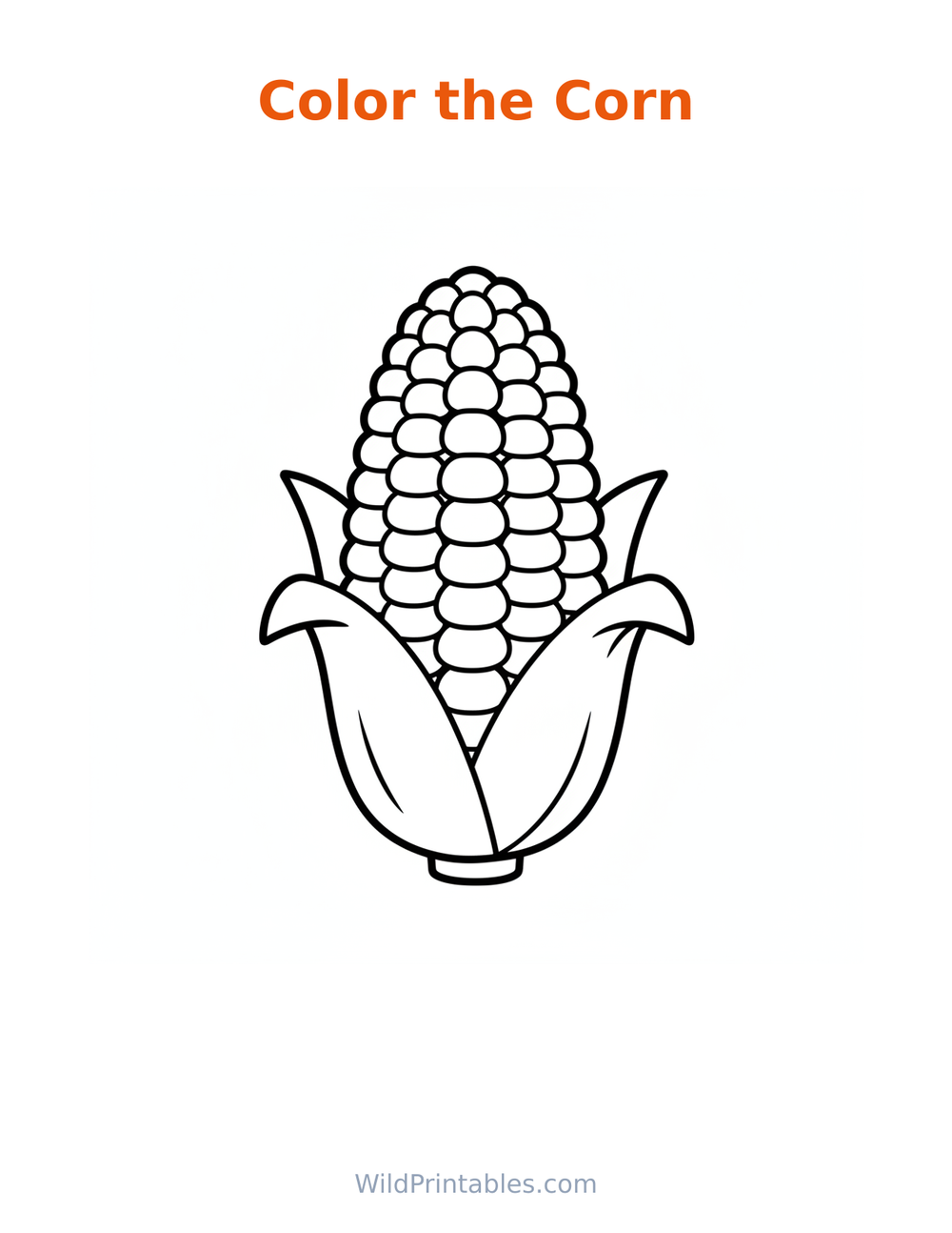 Corn Coloring Page — free printable coloring for kids
