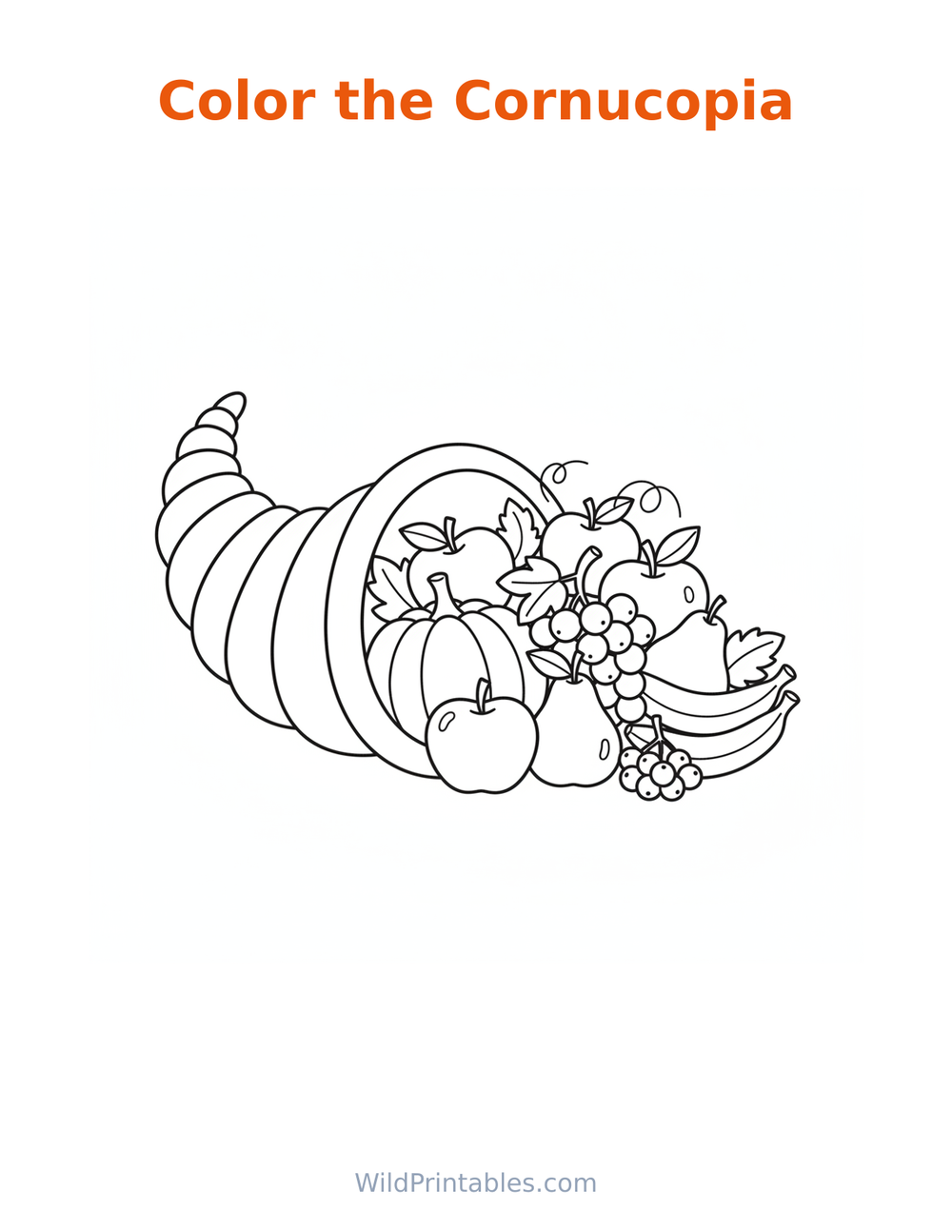 Cornucopia Coloring Page — free printable coloring for kids