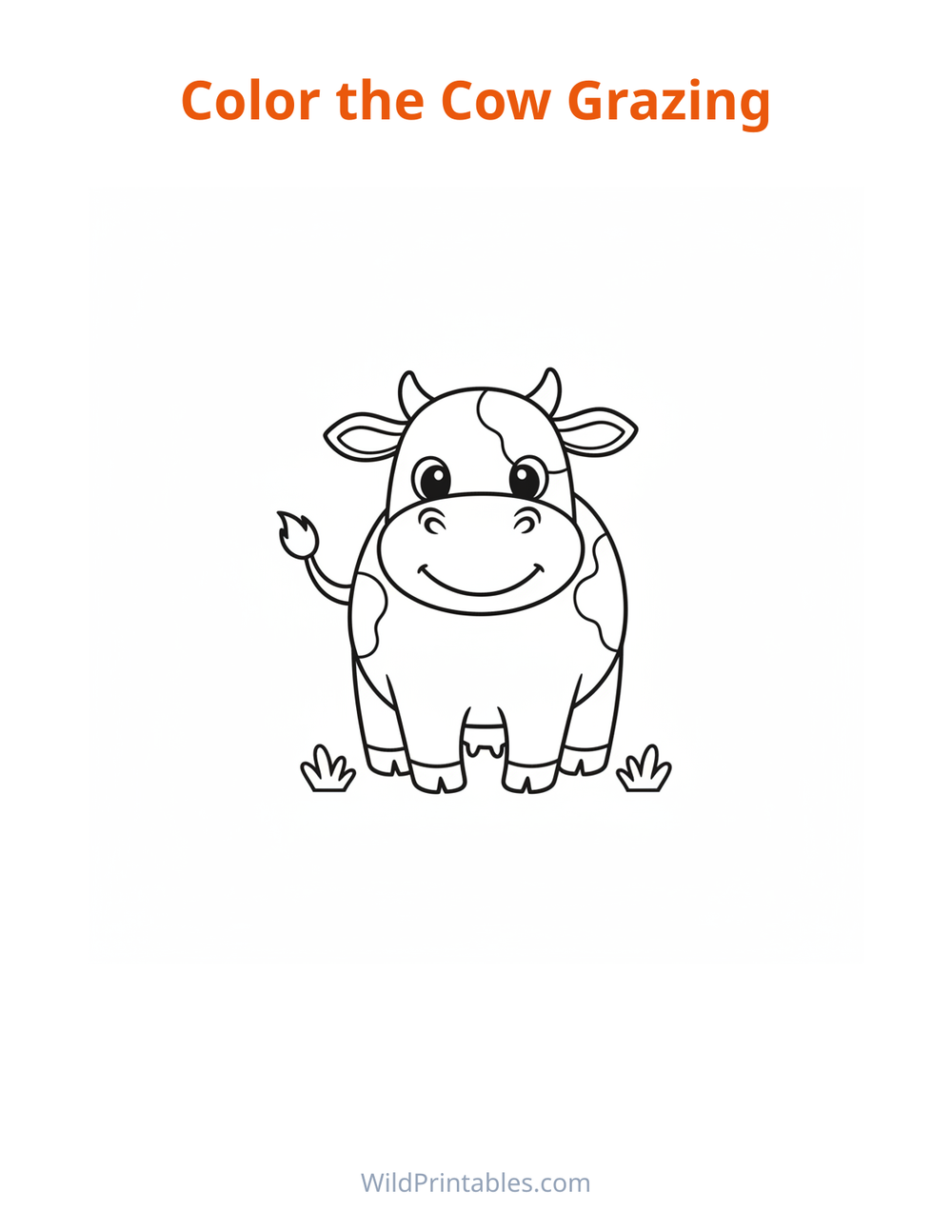 Cow Grazing Coloring Page — free printable coloring for kids
