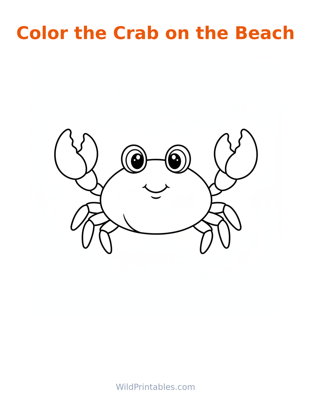 Crab on the Beach Coloring Page — free printable coloring for kids
